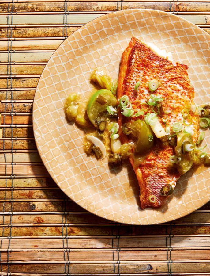 Crispy Fish with Quick Tomatillo and Jalapeño Confit from Colu Cooks by ...