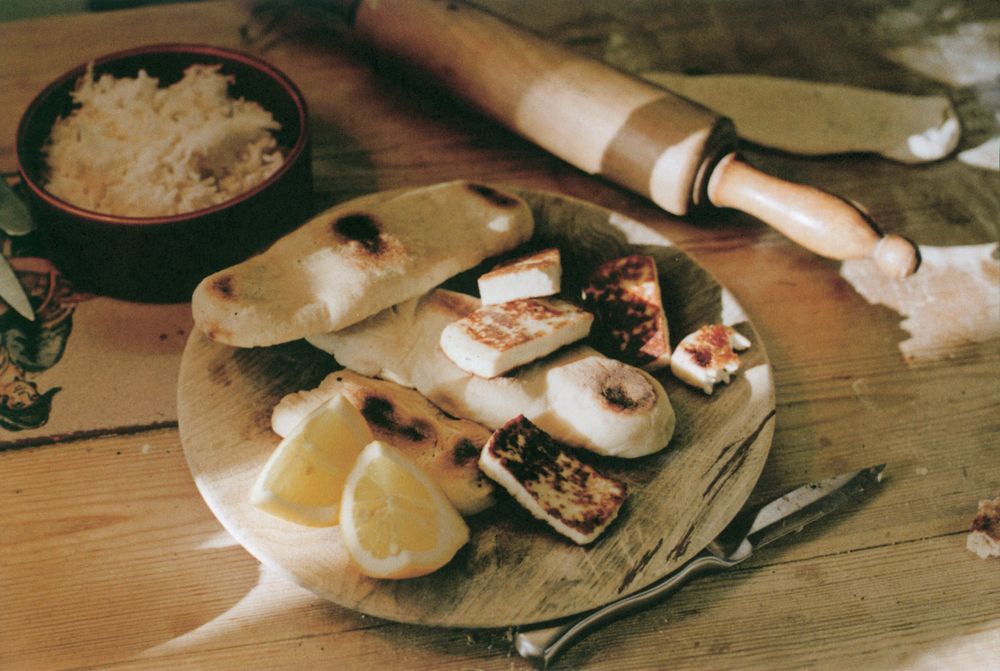 Griddle breads with toasted goats’ cheese from A Cook’s Year in a Welsh