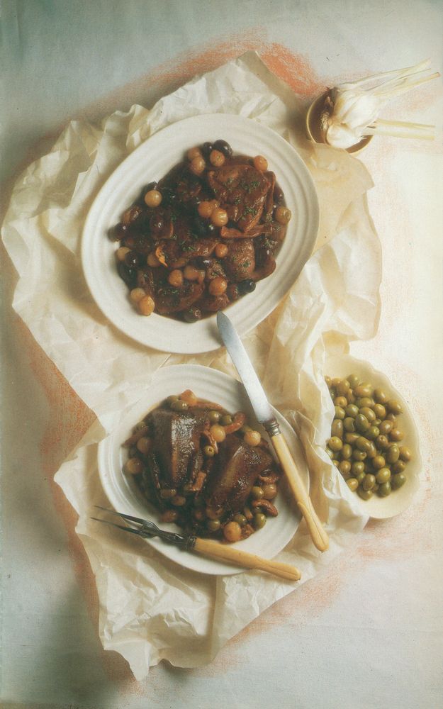 Pigeons aux Olives from The Cooking of the Mediterranean by Jane Grigson