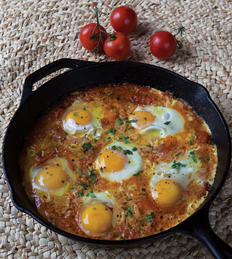 Tomato, Egg + Garlic Omelet from Cooking in Iran: Regional Recipes and Kitchen Secrets by Najmieh Batmanglij