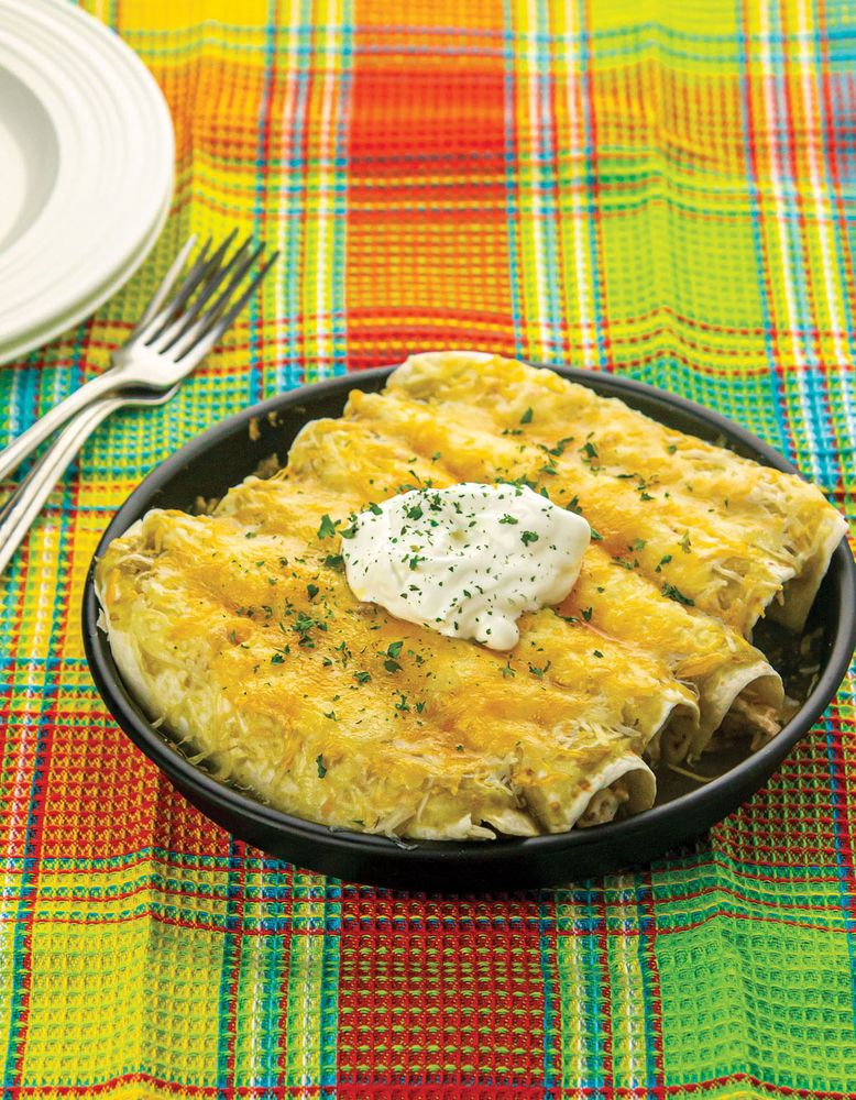 Salsa Verde Pork Enchiladas from Cooking for Two with Your Air Fryer