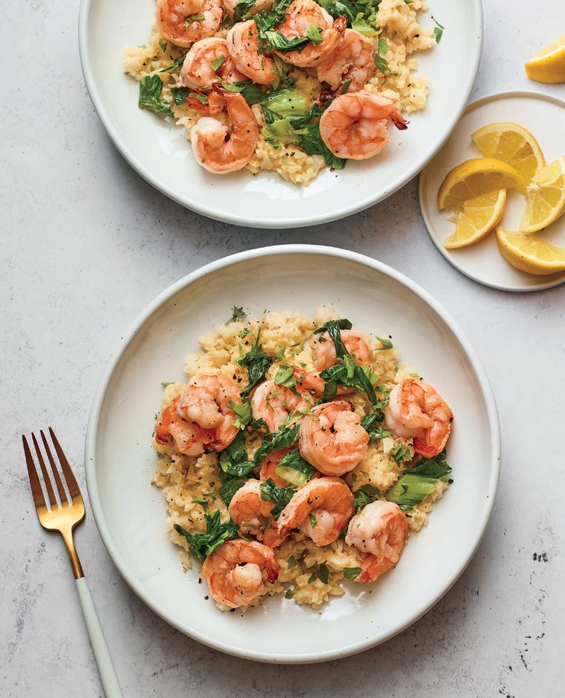 Shrimp and Cauliflower Leaf Grits from Cali'flour Kitchen 125