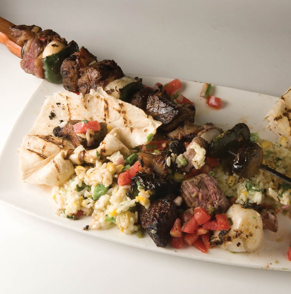 Mexican Ribeye Shish Kabob with Mexican Risotto from Dos Caminos