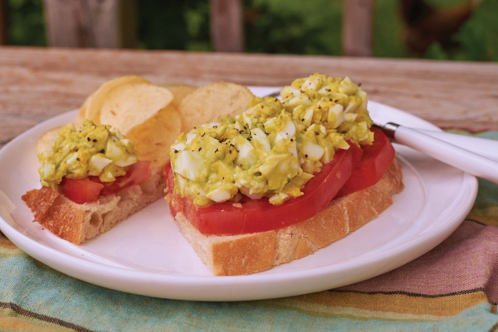 Open-Faced Avocado-Egg Salad Sandwiches from The Campfire Foodie Cookbook: Simple Camping Recipes with Gourmet Appeal by Julia Rutland