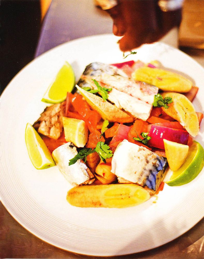 Spicy Mackerel with Green Bananas from Caribbean Food Made Easy by Levi