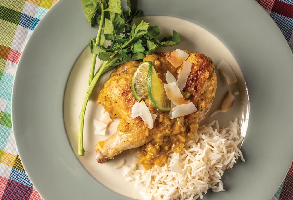 Caribbean Cornish Game Hen from Cast-Iron Cooking for Two: 75 Quick and Easy Skillet Recipes by Joanna Pruess