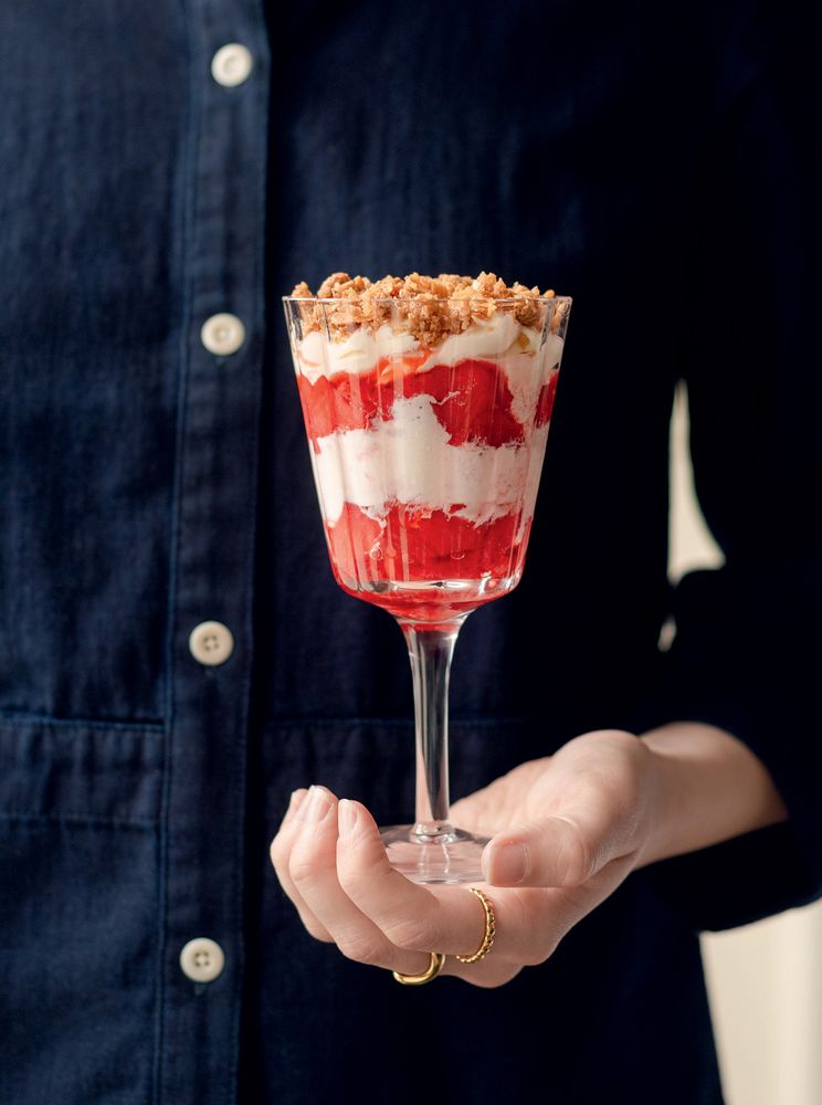Strawberry and elderflower sundae from Changing Tides: A Cookbook by Roberta Hall McCarron