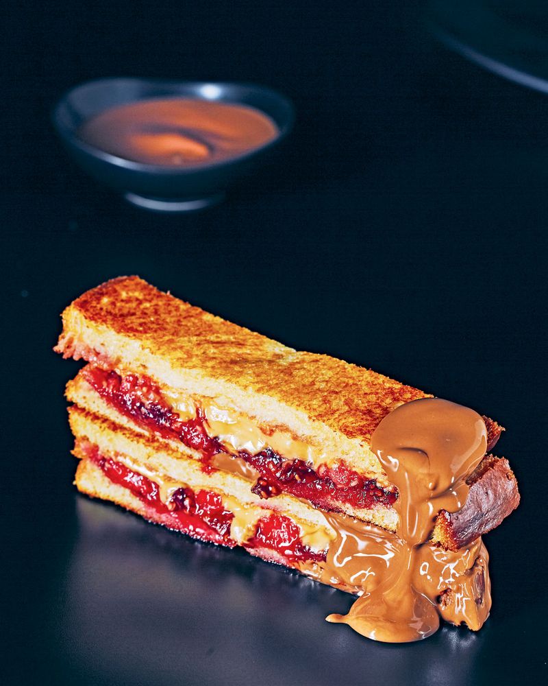 Peanut butter, raspberry ± milk chocolate toastie from Chefs Eat
