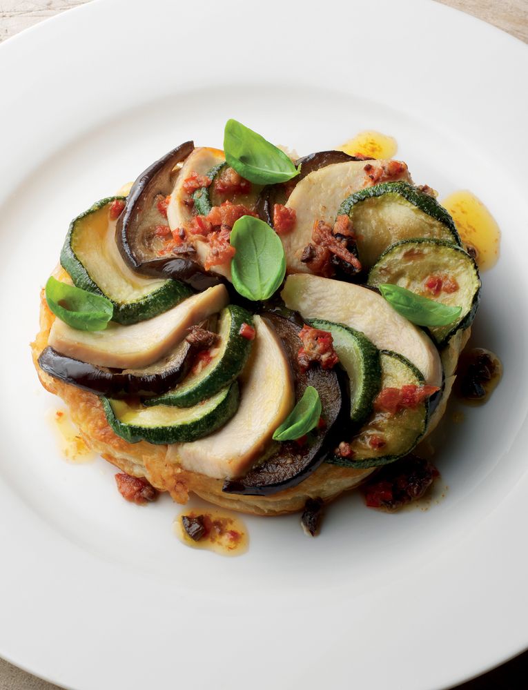 Open chicken tortes with mediterranean bagna cauda from Chicken and Other Birds: From the Perfect Roast Chicken to Asian-style Duck Breasts by Paul Gayler