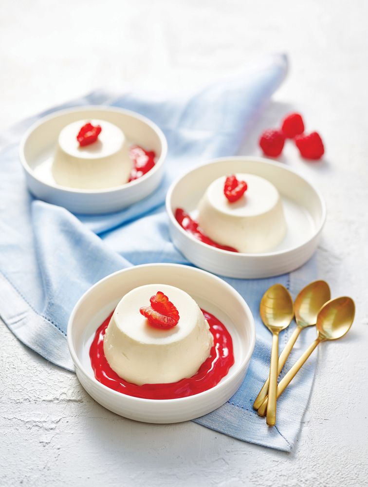 Panna Cotta with Raspberry Coulis from Chilli & Mint Indian Home