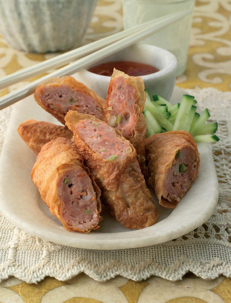 Minced Pork Rolls in Beancurd Skins from China: A Cookbook by Terry Tan