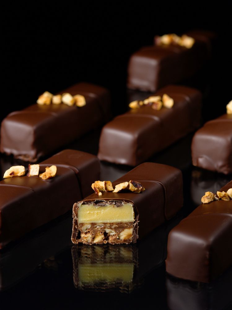 Passion Hazelnut Bars from Chocolates and Confections Formula, Theory