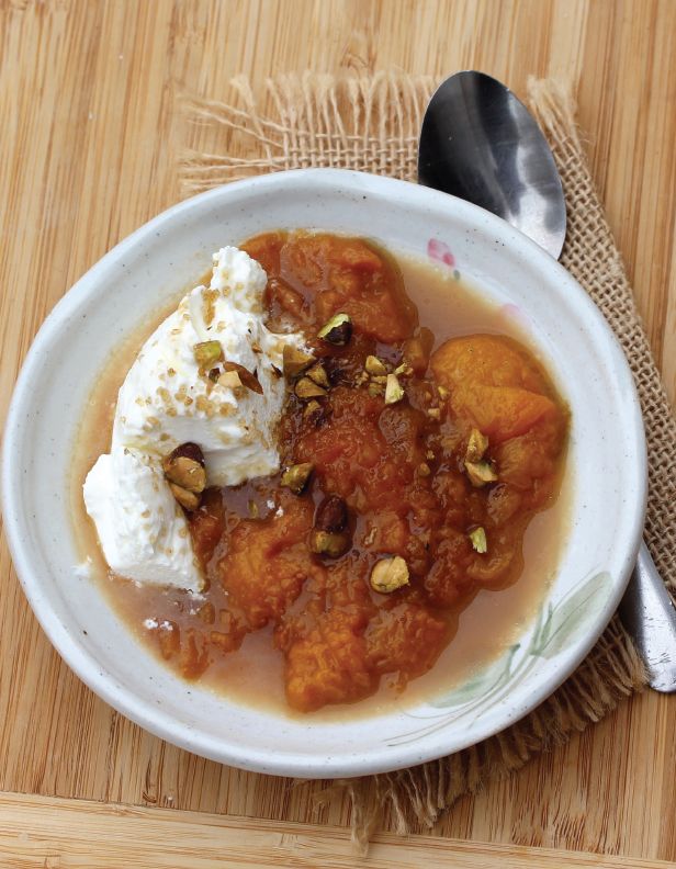 Poached Apricots with Whipped Cream from Instant Indian Classic Foods