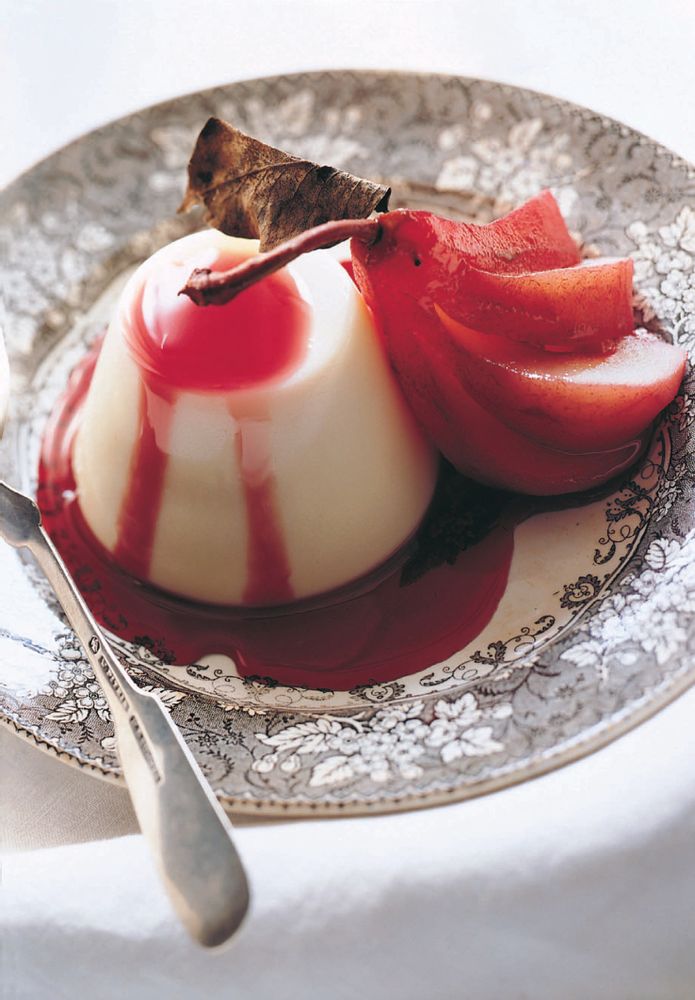 Panna Cotta and Poached Pears in Merlot Syrup from Classic Home ...