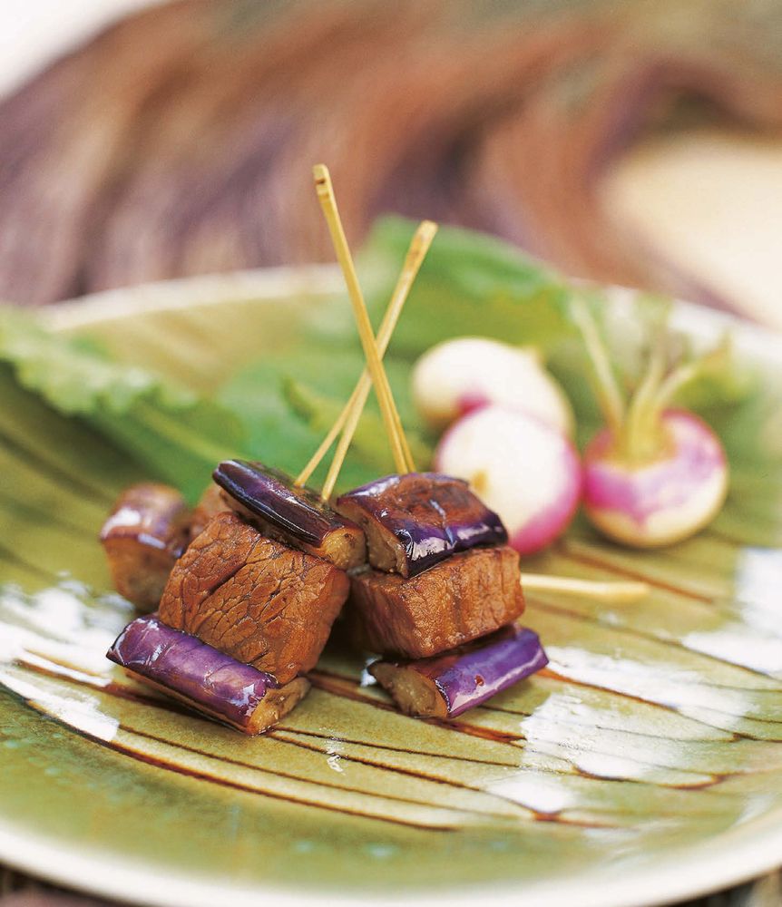 Beef yakitori with eggplant from Asian Tapas Small Bites, Big Flavors