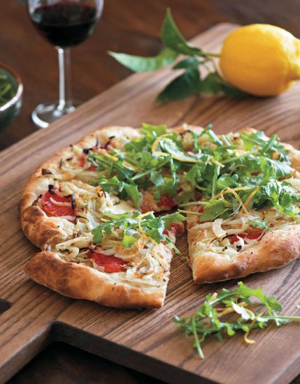 Pizza with Caramelized Fennel, Arugula, and Lemon from Bountiful by Todd Porter and Diane Cu