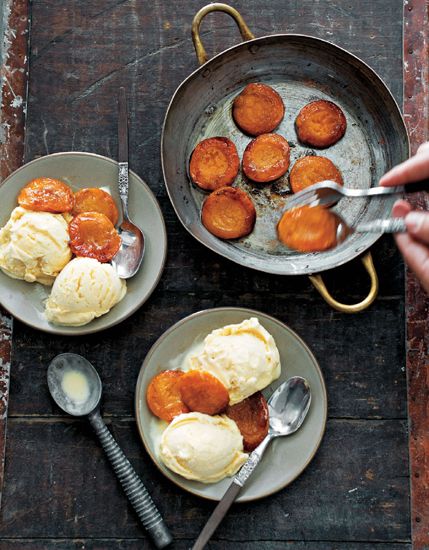 Brown Sugar Apricots with Vanilla Rum Ice Cream from Bountiful by Todd Porter and Diane Cu