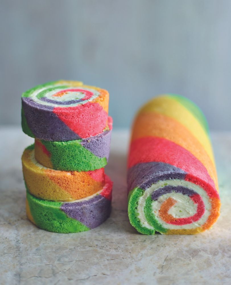 Rainbow Roulade with Lime Cream Cheese Chantilly from Bake by Lorraine ...