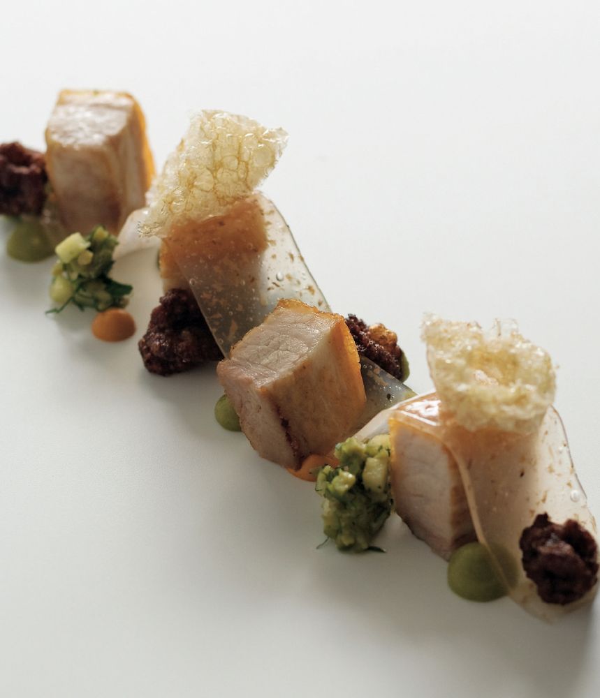 SlowCooked Pork Belly with Apple, Tonka Bean and Red Miso from Bentley by Brent Savage