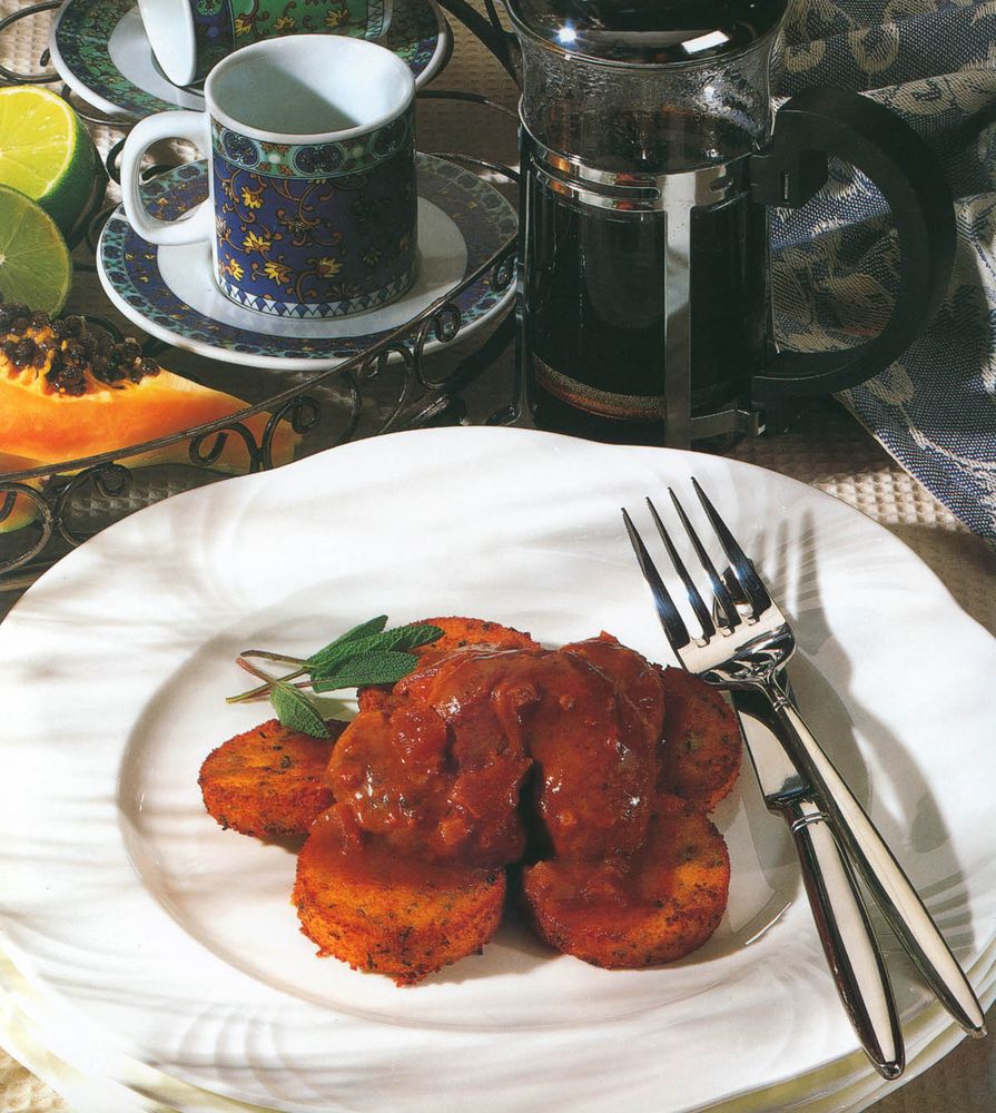 Devilled kidneys with sage polenta discs from Breakfasts Le Cordon