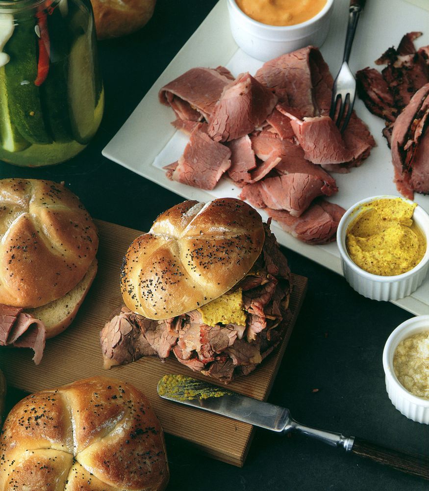 Beef Brisket Sandwich with Quick Spicy Pickle Spears from Nick Malgieri