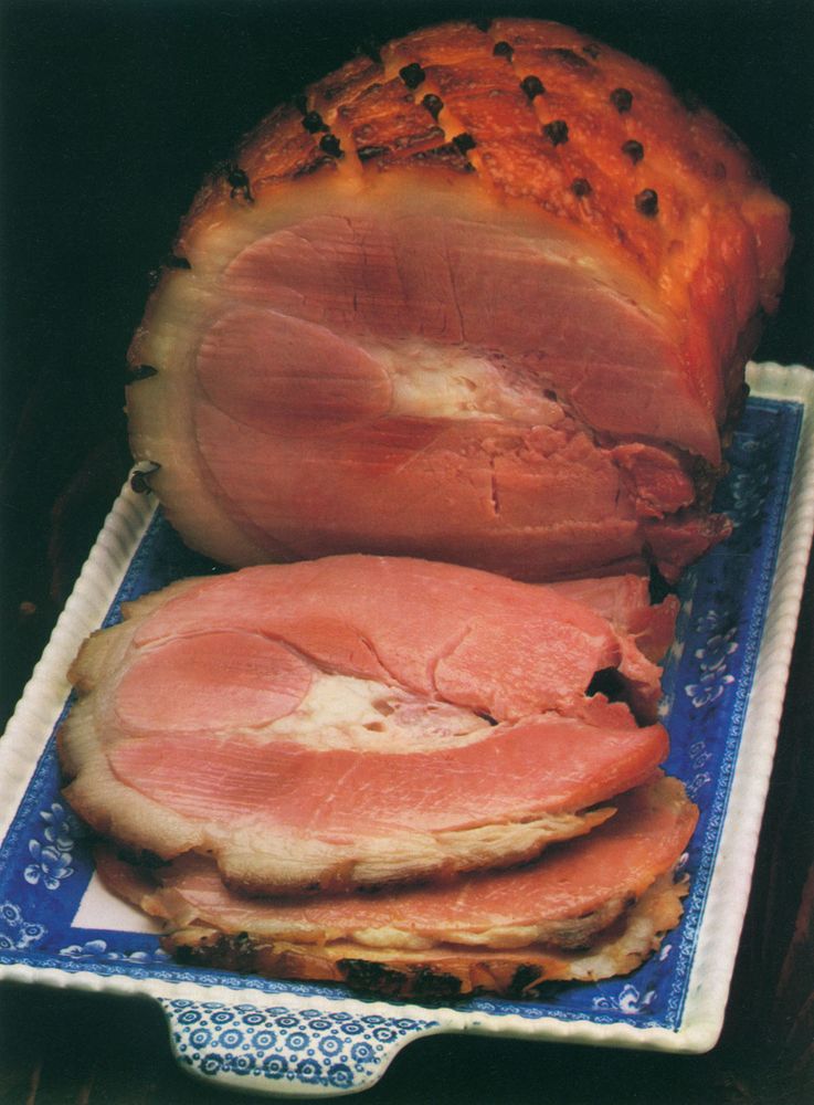 Glazed gammon and cider sauce from British Cooking by Caroline Conran