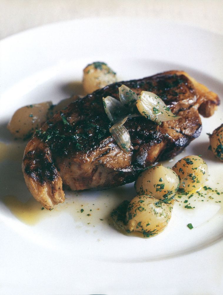 Barnsley chops with shallots and parsley from British Food by Mark Hix