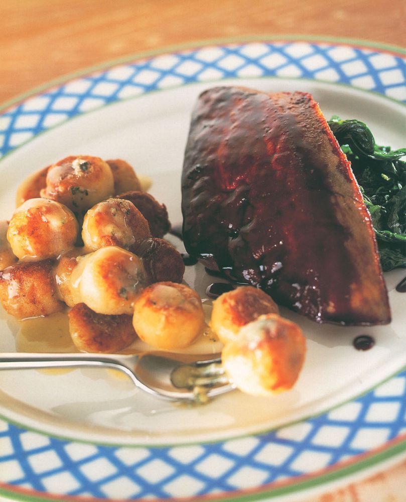 Calves’ Liver Steak with Blue Cheese Dumplings and Blue Cheese Butter