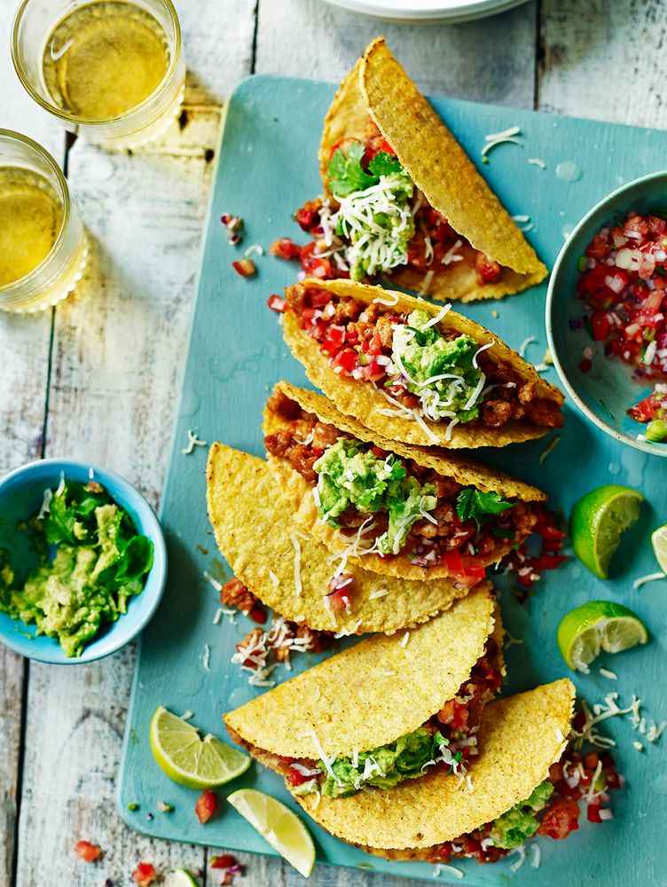 Chicken tacos with tomato salsa &amp; guacamole from The Good Chicken Cookbook by Marcus Bean