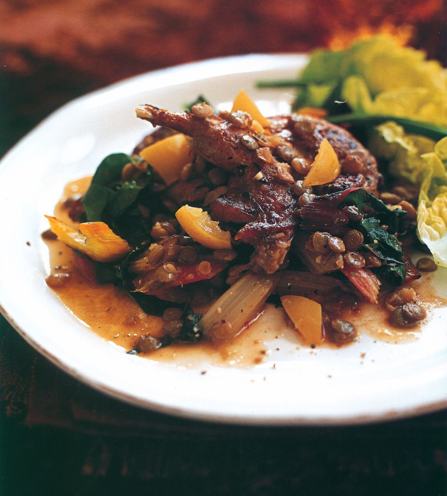 Partridge with lentils and pickled lemons from The Game Cookbook by Clarissa Dickson Wright and John