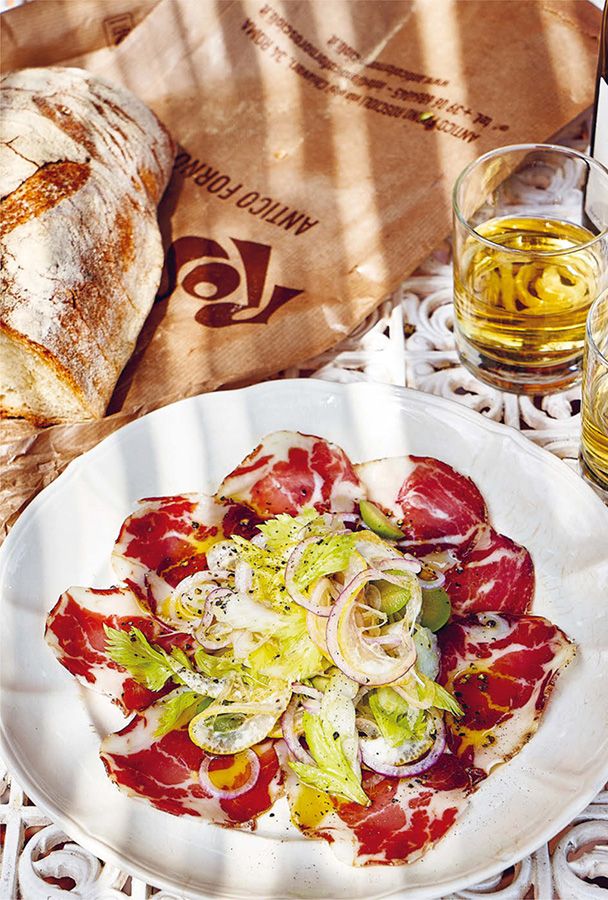 Sliced Coppa with Celery, Green Olive, and Lemon from Getaway: Food ...