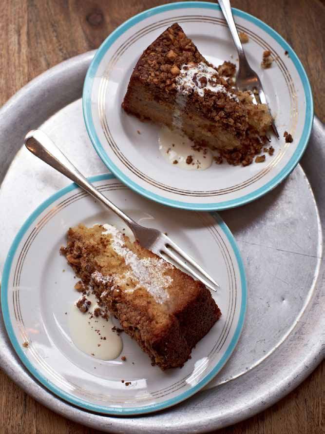 Rhubarb & almond crumble cake from The Ginger & White Cookbook by Tonia George