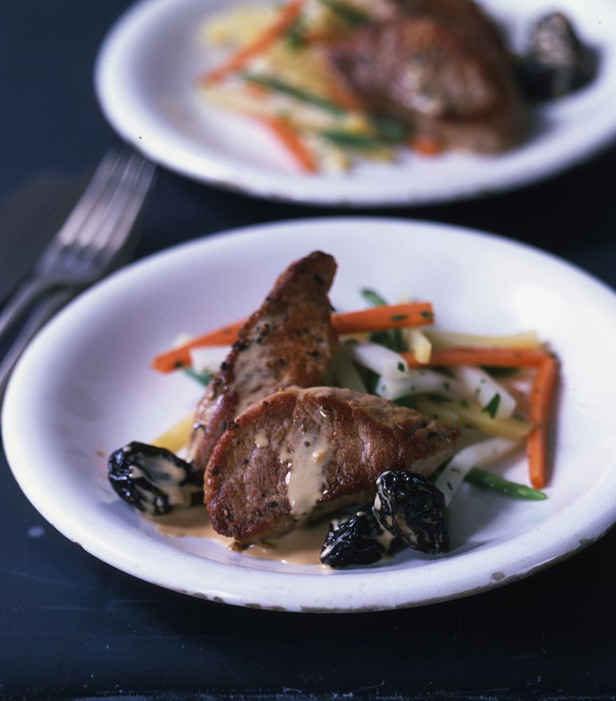 Braised Pork Shoulder Chops with Prunes from Glorious French Food by