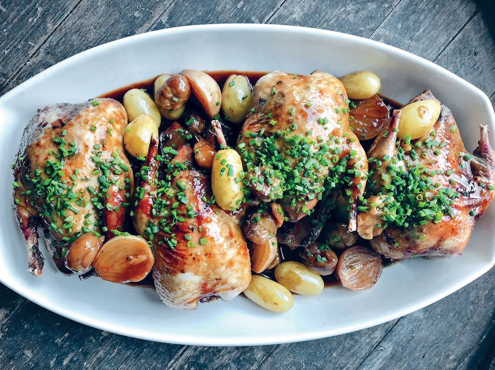 Roasted partridge with grapes, chestnuts & pickled onions from Glorious ...