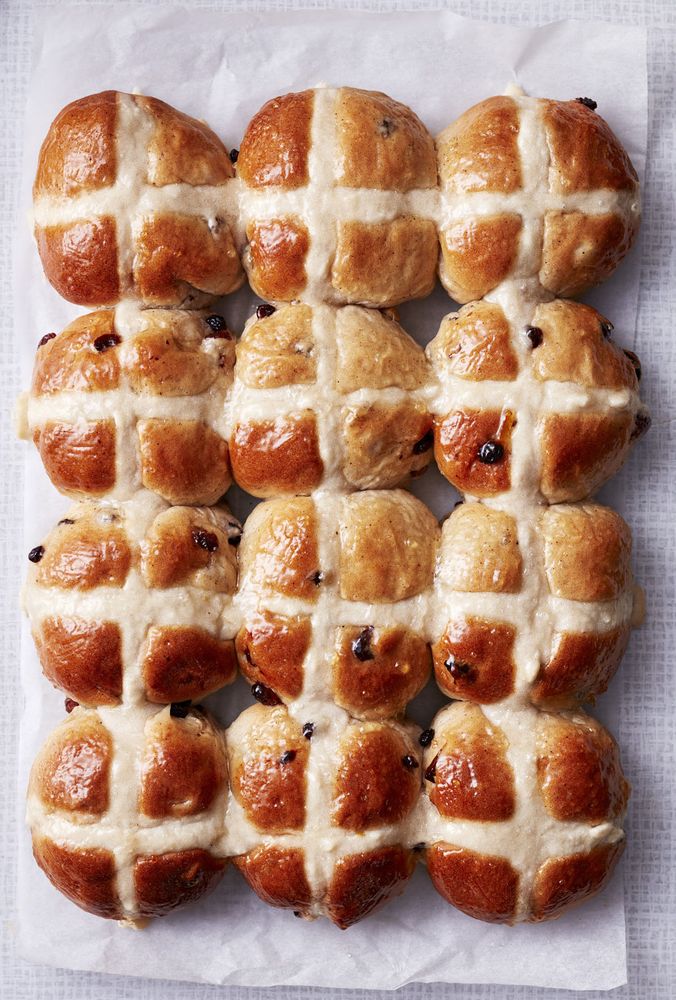 Hot Cross Buns with Marmalade Glaze from Great British Vegan: Simple, plant-based recipes to cook the nation's favourite dishes by Aimee Ryan