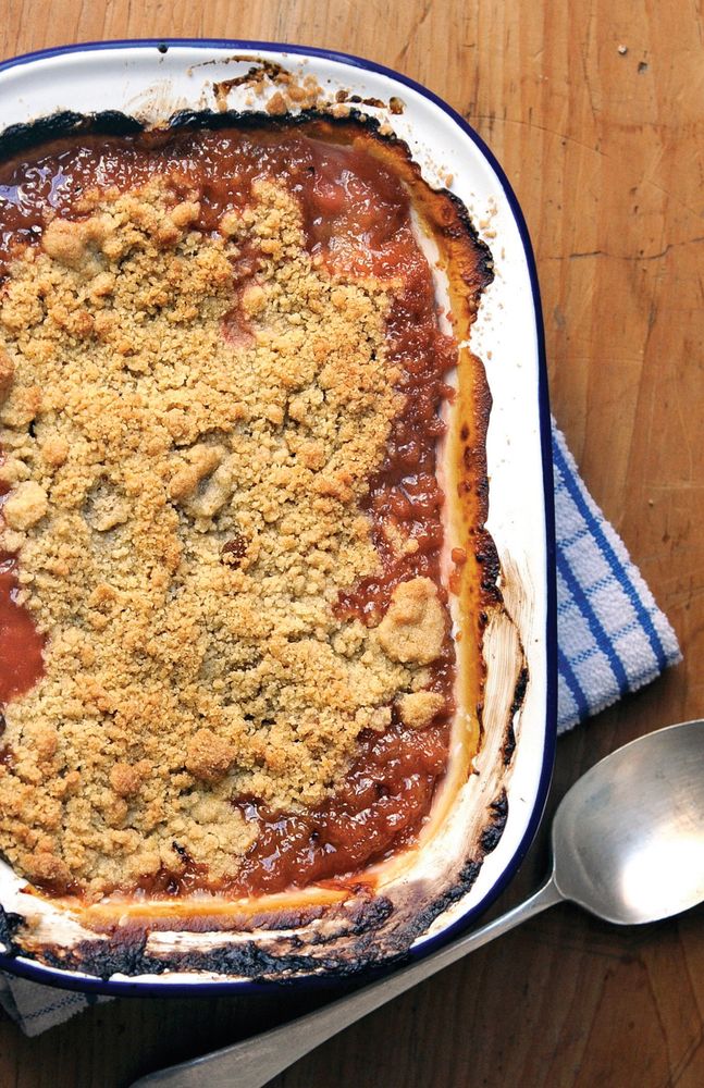 Roasted Rhubarb and Vanilla Crumble from The Great Book of Rhubarb by Elaine Lemm