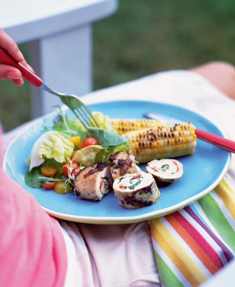 Pesto Chicken Stuffed with Arugula, Roasted Peppers, and Chèvre from ...