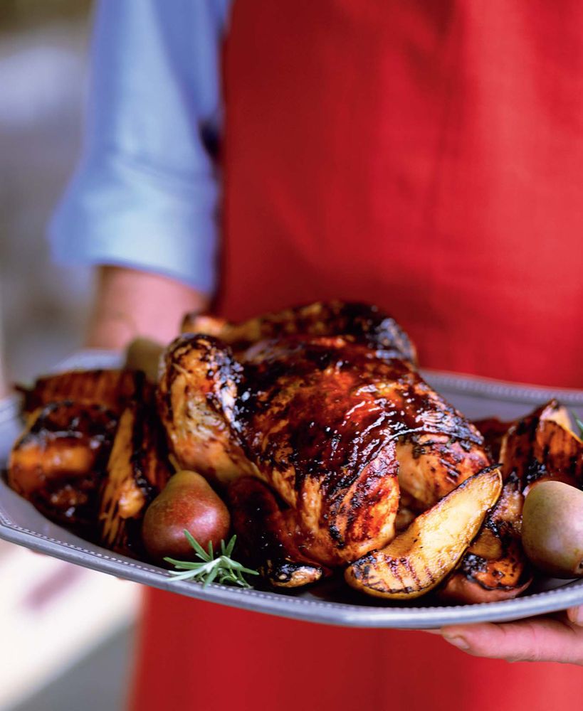 Roasted Chicken Grilled with Hot Pepper Pears and Honey from Mastering ...