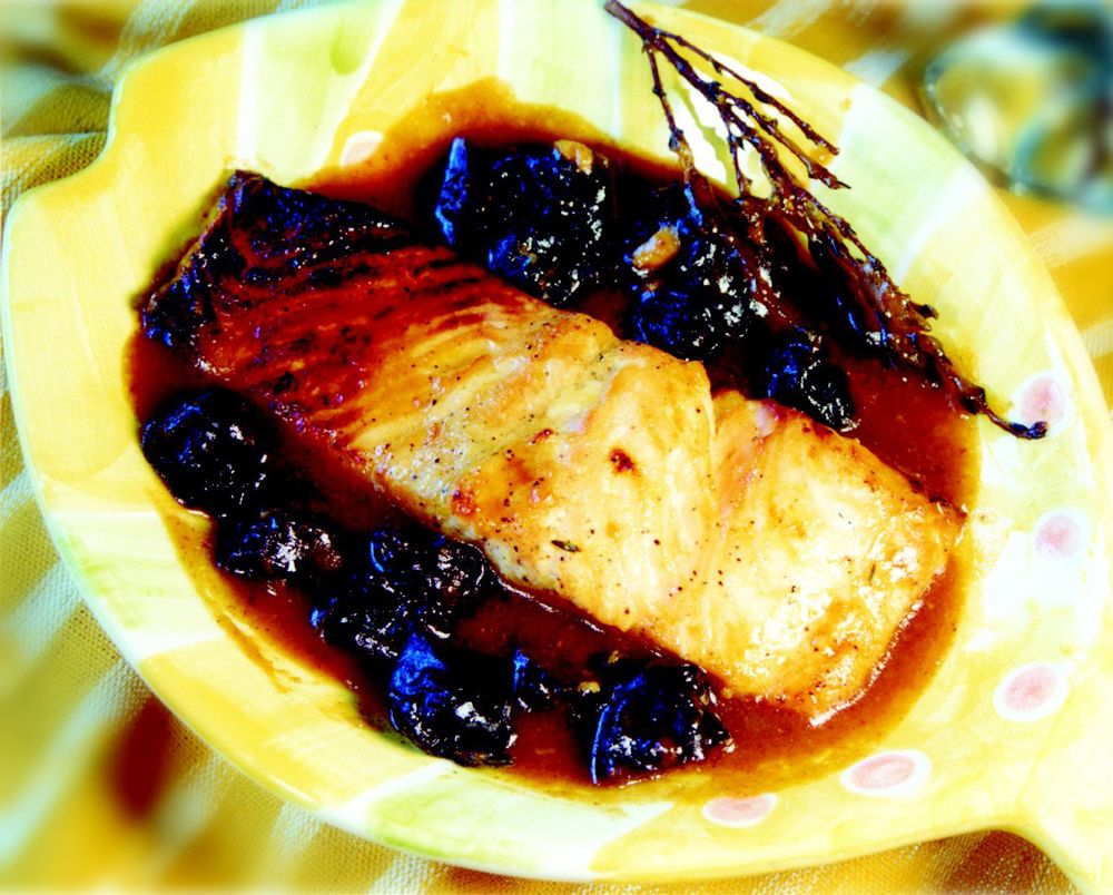 Sweet and Sour Fish Simmered in Almond-Prune Sauce from Delights from ...