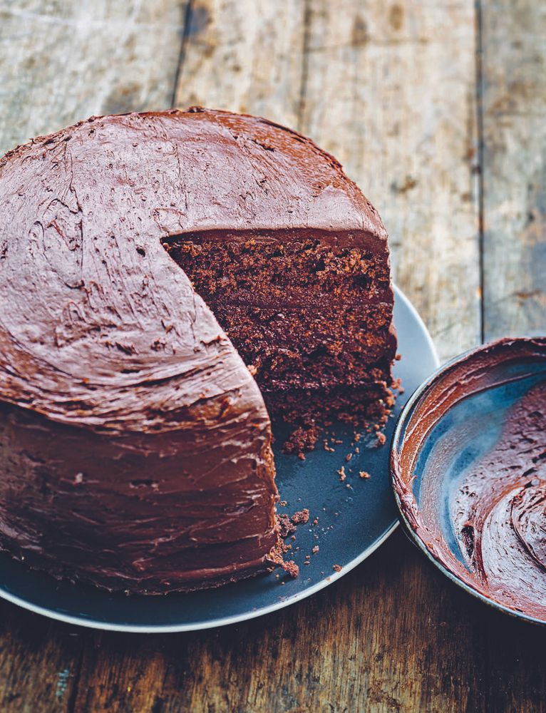 The Ultimate Chocolate Fudge Cake with Cream Cheese Icing from 100 Desserts to Die For by Trish