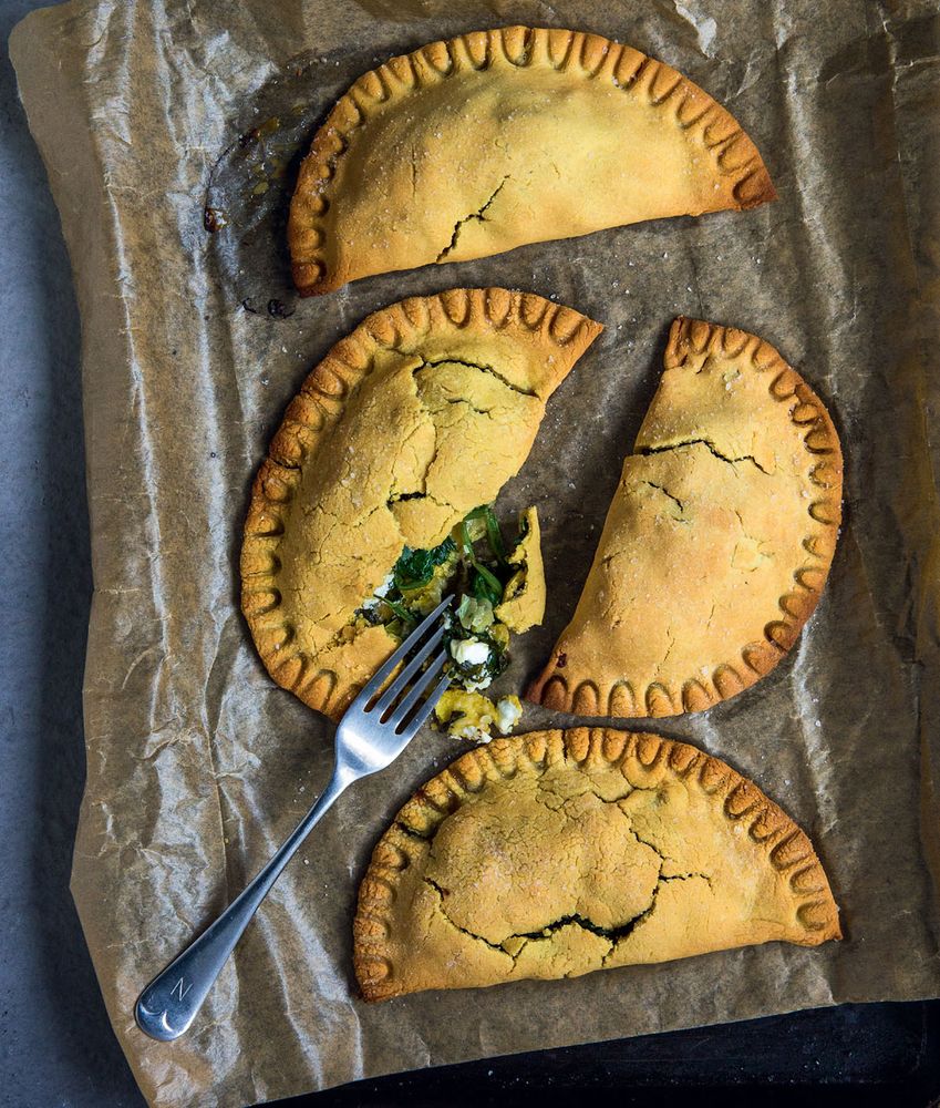 Spinach and feta hand pies from East by West by Jasmine Hemsley