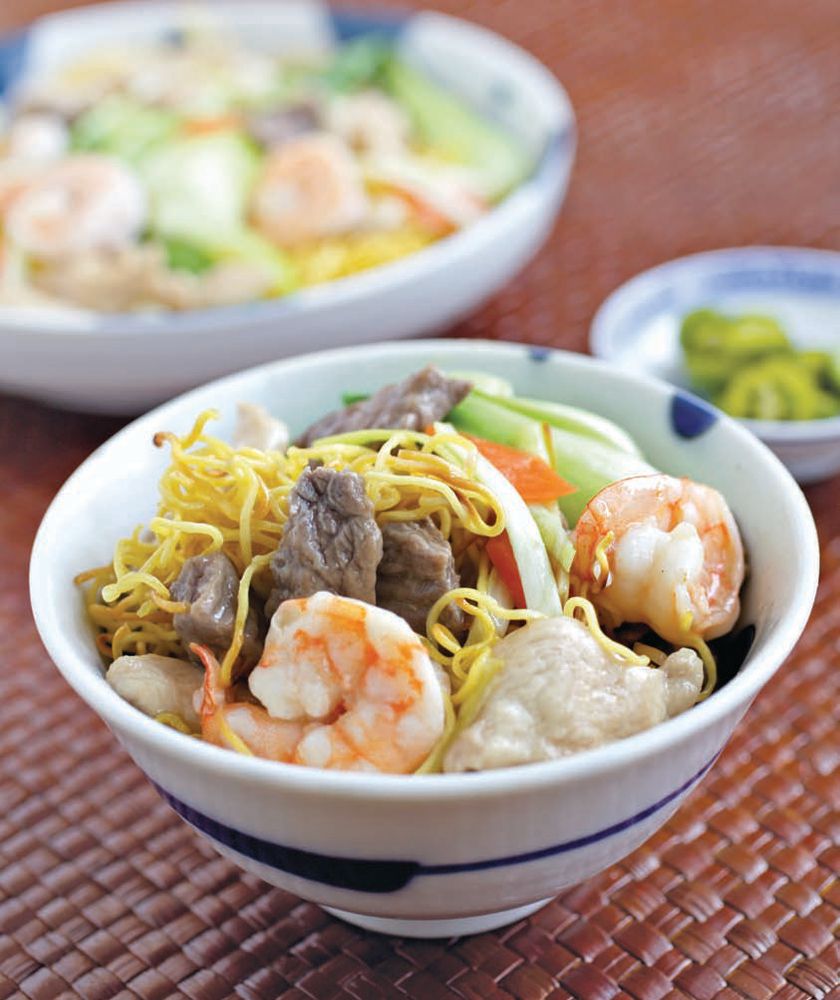 Crispy Panfried Noodles from Easy Chinese Recipes Family Favorites