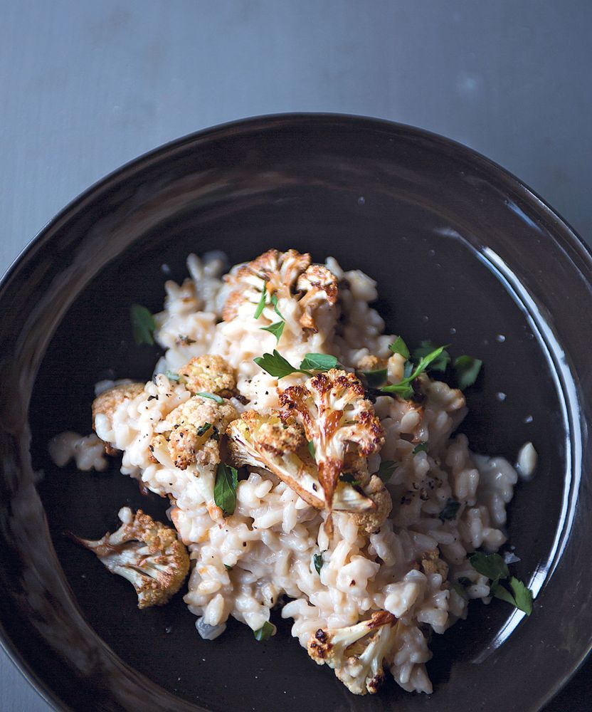 Roast Cauliflower Risotto with Tahini Cream from Easy Vegan by Sue Quinn