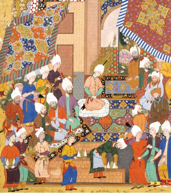 “Yusef Gives a Royal Banquet in Honor of his Marriage.” Painting from Haft Awrang (Seven Thrones) of Jami. F1946.12.1-304.