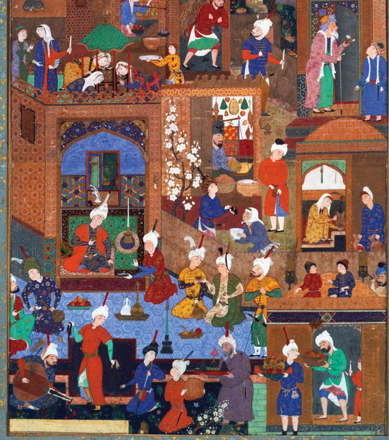 “Nighttime in a Palace.” From Shah Tahmasp’s Quintet of Nizami, 1539–43.