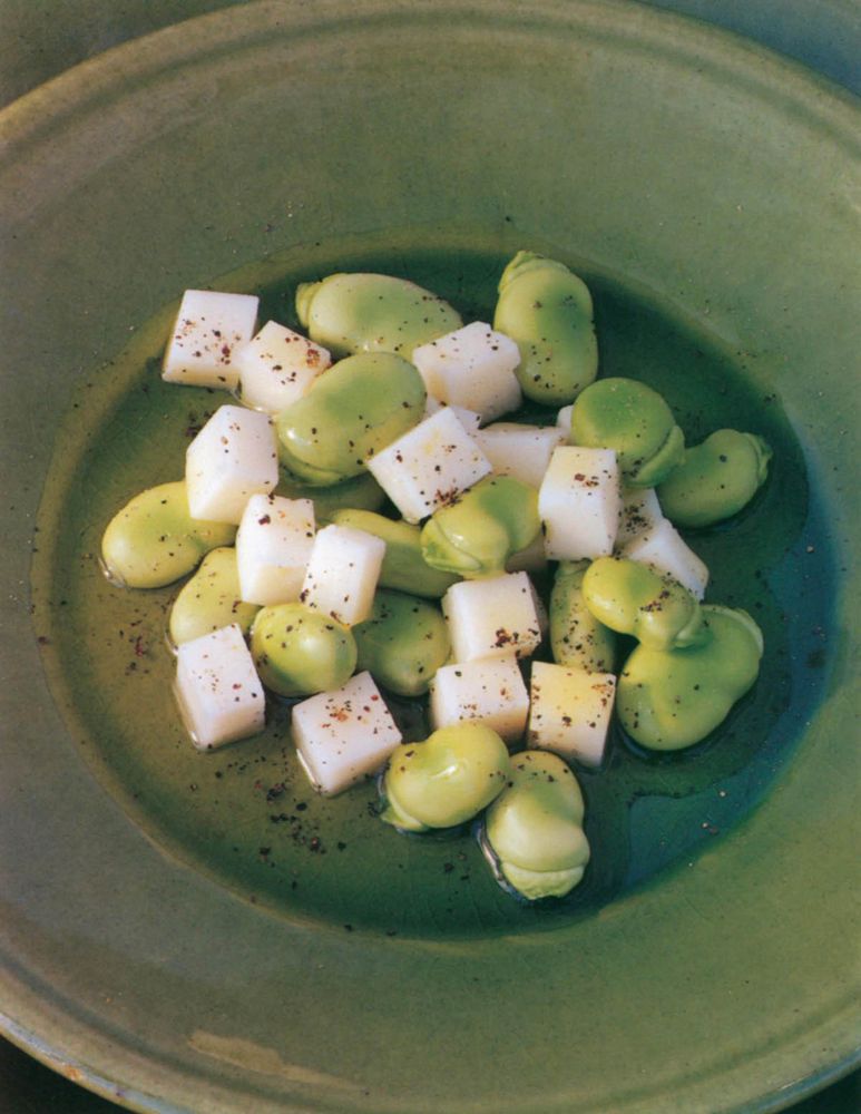 Baby Broad Bean & Pecorino Salad from Food of the Sun: A Fresh Look at Mediterranean Cooking by Alas