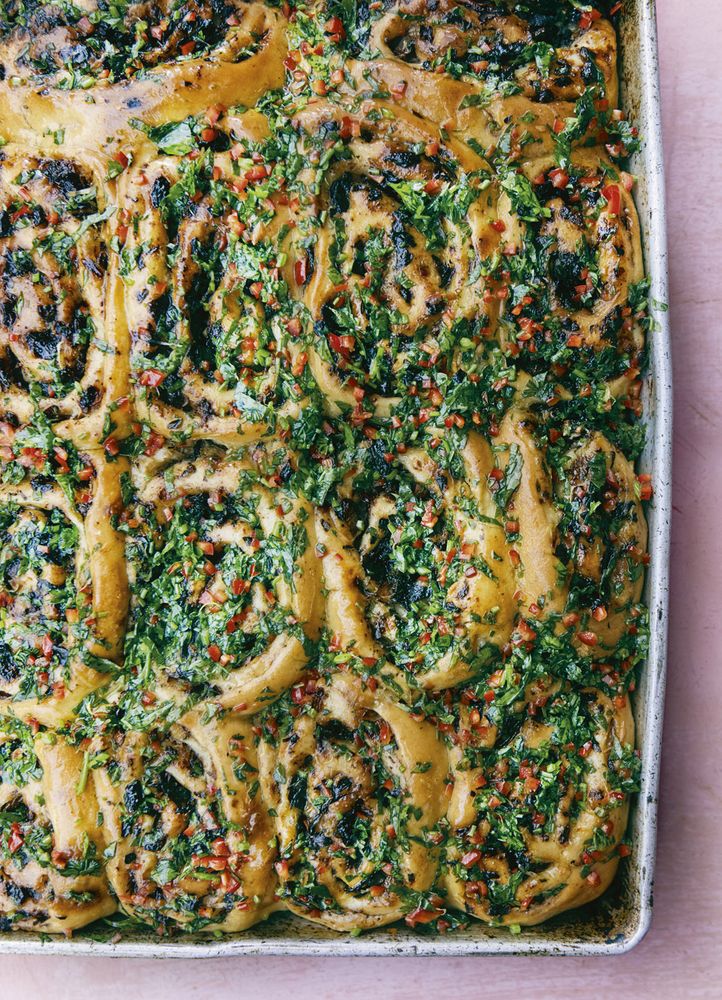 Sumac onion and herb oil buns from Falastin by Sami Tamimi