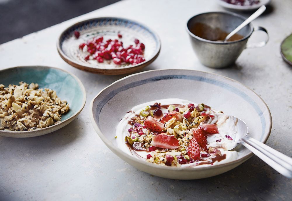 Fruit and yoghurt with sesame crumble and tahini-date syrup from ...