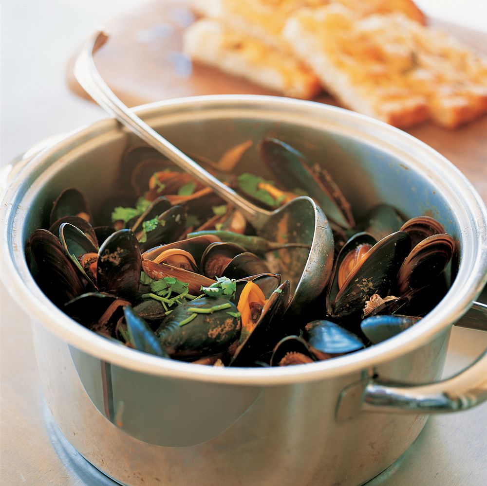 Steamed Mussels with Ginger, Lemongrass and Coconut Milk from Feast by Franck Dangereux