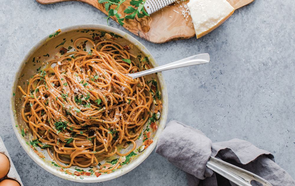 Spaghetti Carbonara from Flavcity's Five Ingredient Meals by Bobby Parrish